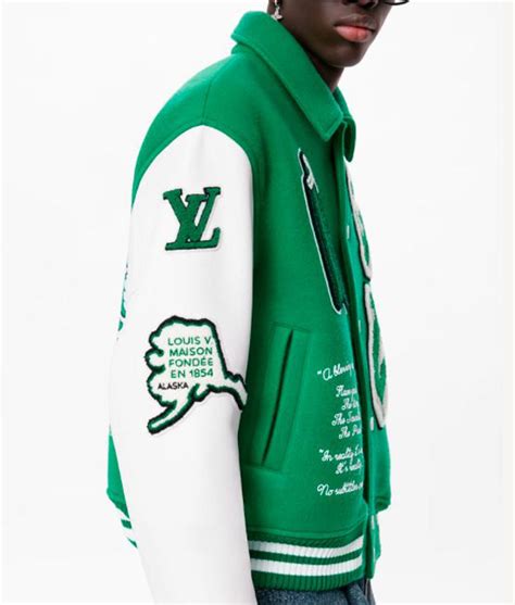 louis vuitton green jacket men's|louis vuitton green varsity jacket.